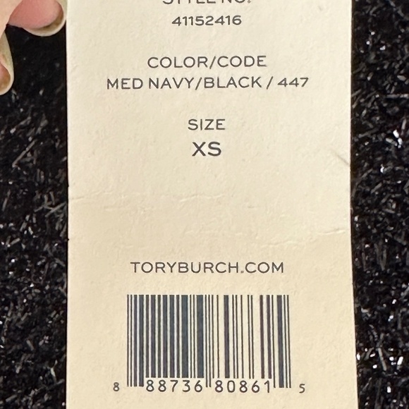Brand New Tory Burch Tinsel Sparkle Short Sleeve Shift Party Dress Navy Blue XS - Picture 5 of 7